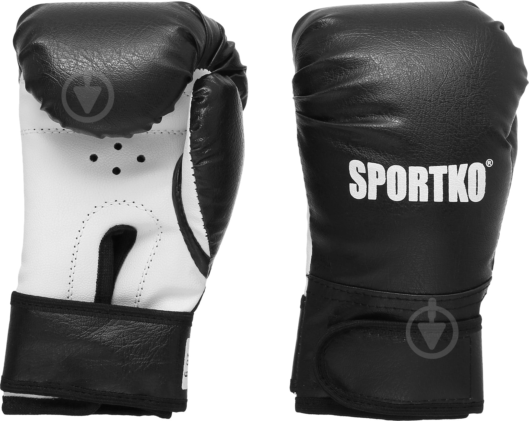 Боксерські рукавиці SPORTKO 3006 6oz чорний із білим - фото 1