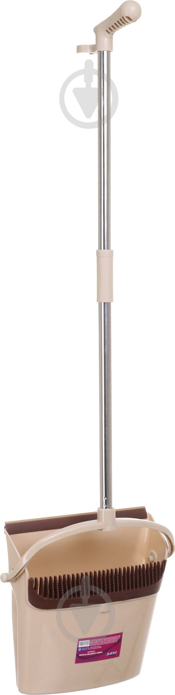 Совок зі щіткою з довгою ручкою складний Fiora® бежевий NFA-08 - фото 3