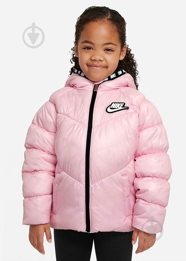 Пуховик для девочек демисезонный Nike CHEVRON SOLID PUFFER JACKET 36H880-A9Y р.5 розовый - фото 1
