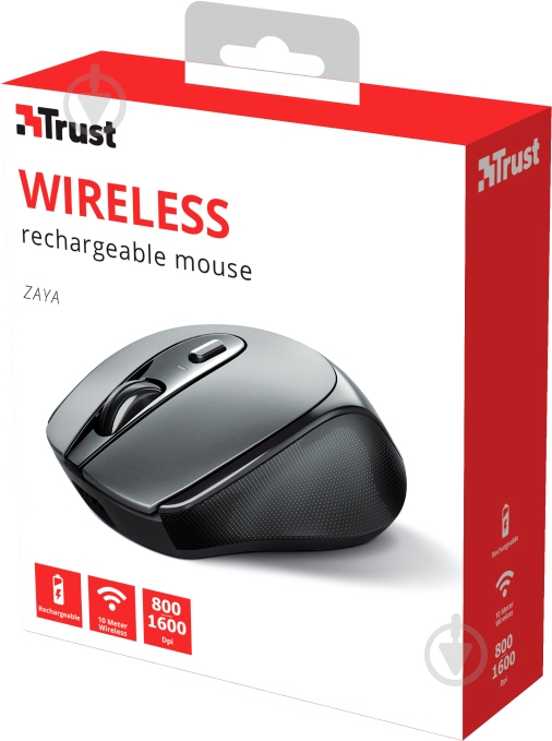 Мишка Trust Zaya Rechargeable WL Black 23809 black (23809) - фото 9