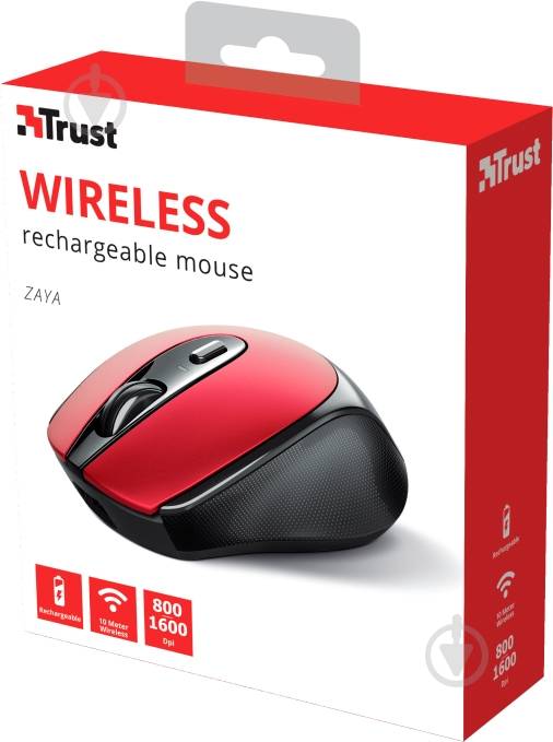 Мишка Trust Zaya Rechargeable WL Red 24019 red (24019) - фото 9