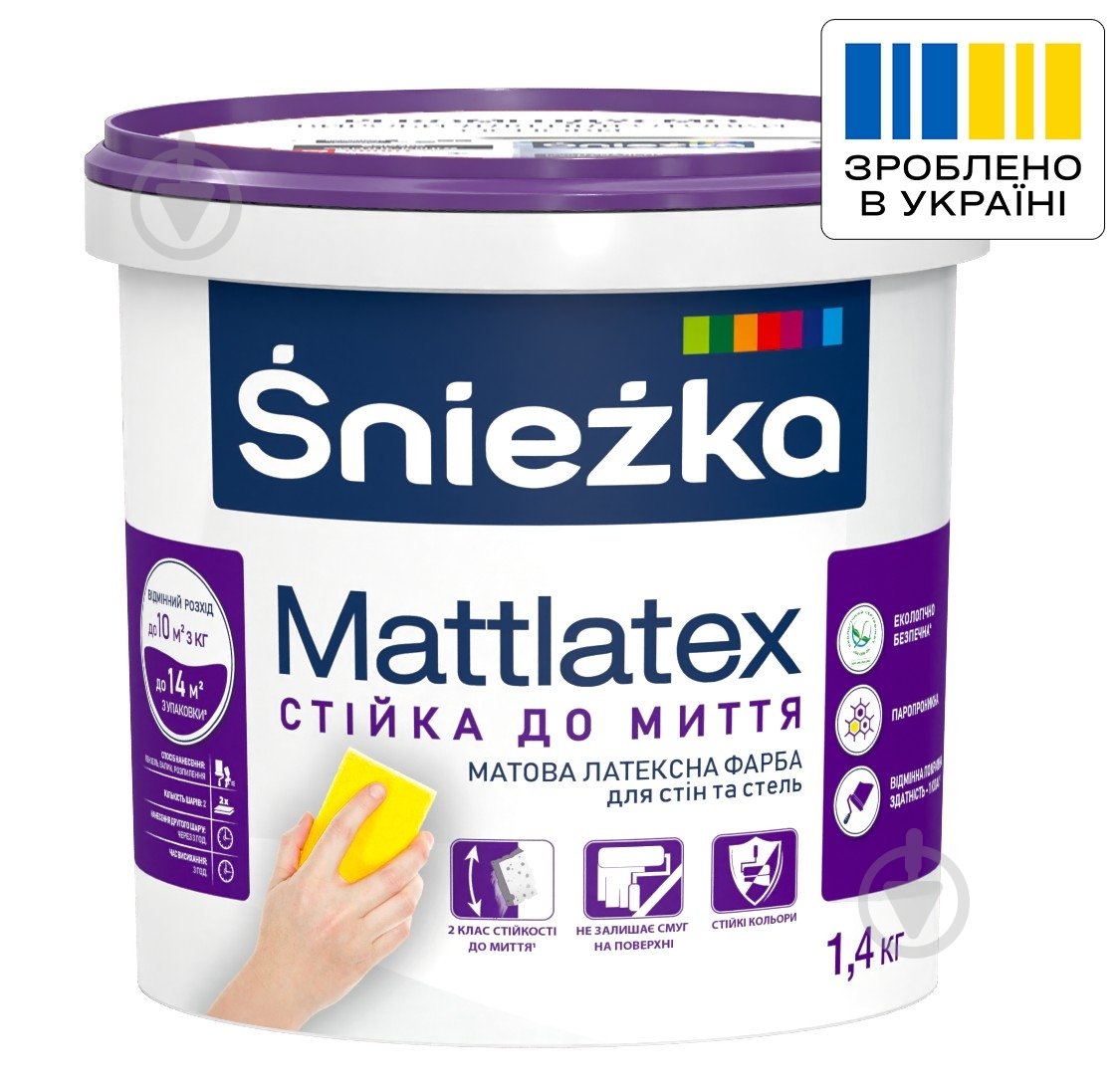 Фарба латексна водоемульсійна Sniezka інтер'єрна Mattlatex мат білий 1 л 1,4 кг - фото 2