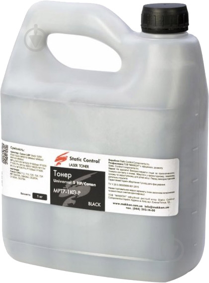 Тонер Static Control HP LJ P1505/1522/M1120 укр.фасовка (MPT7-1KG-P) black - фото 1 Тонер Static Control HP LJ P1505/1522/M1120 укр.фасовка (MPT7-1KG-P) black - фото 1