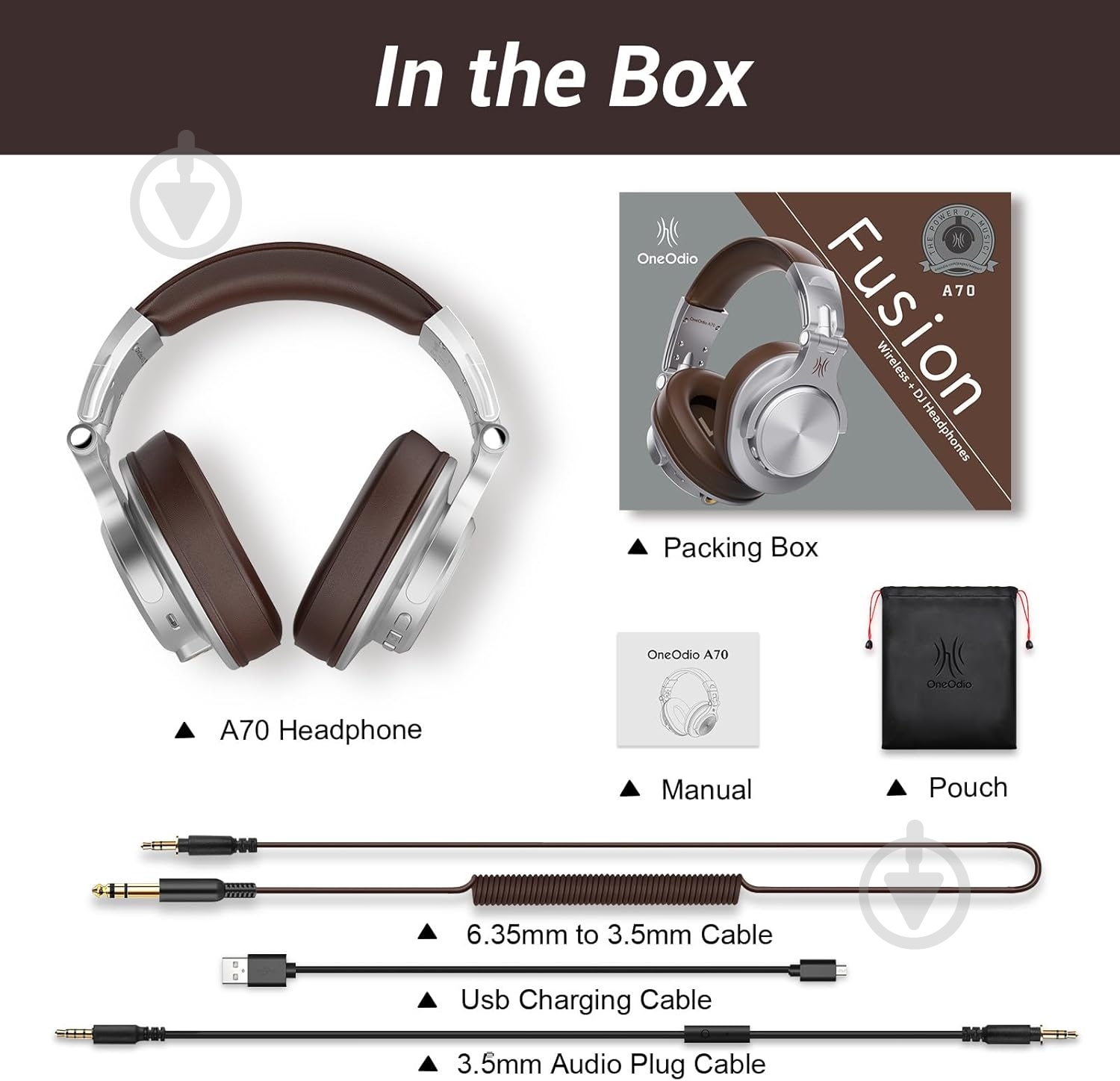 Bluetooth-гарнитура Oneodio Fusion (A70 Silver Brown) - фото 3