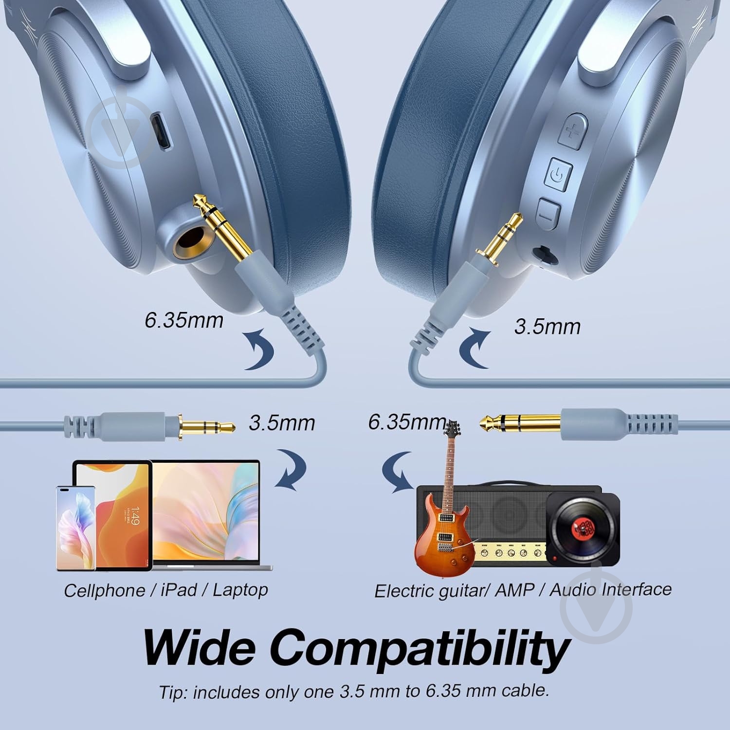 Bluetooth-гарнитура Oneodio Fusion (A70 Sky Blue) - фото 4