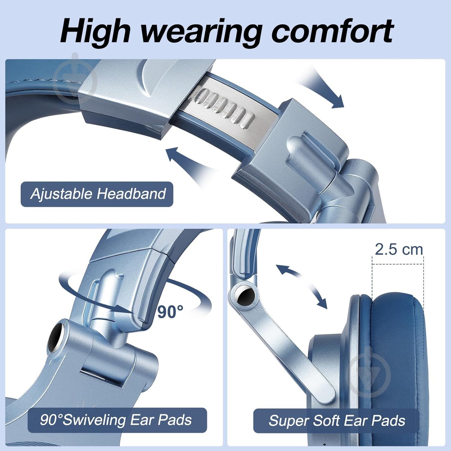 Bluetooth-гарнитура Oneodio Fusion (A70 Sky Blue) - фото 5