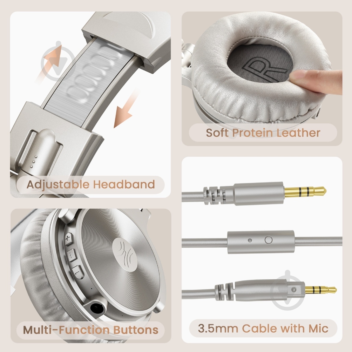 Bluetooth-гарнитура Oneodio Studio (Pro C Silver) - фото 5 Bluetooth-гарнитура Oneodio Studio (Pro C Silver) - фото 5