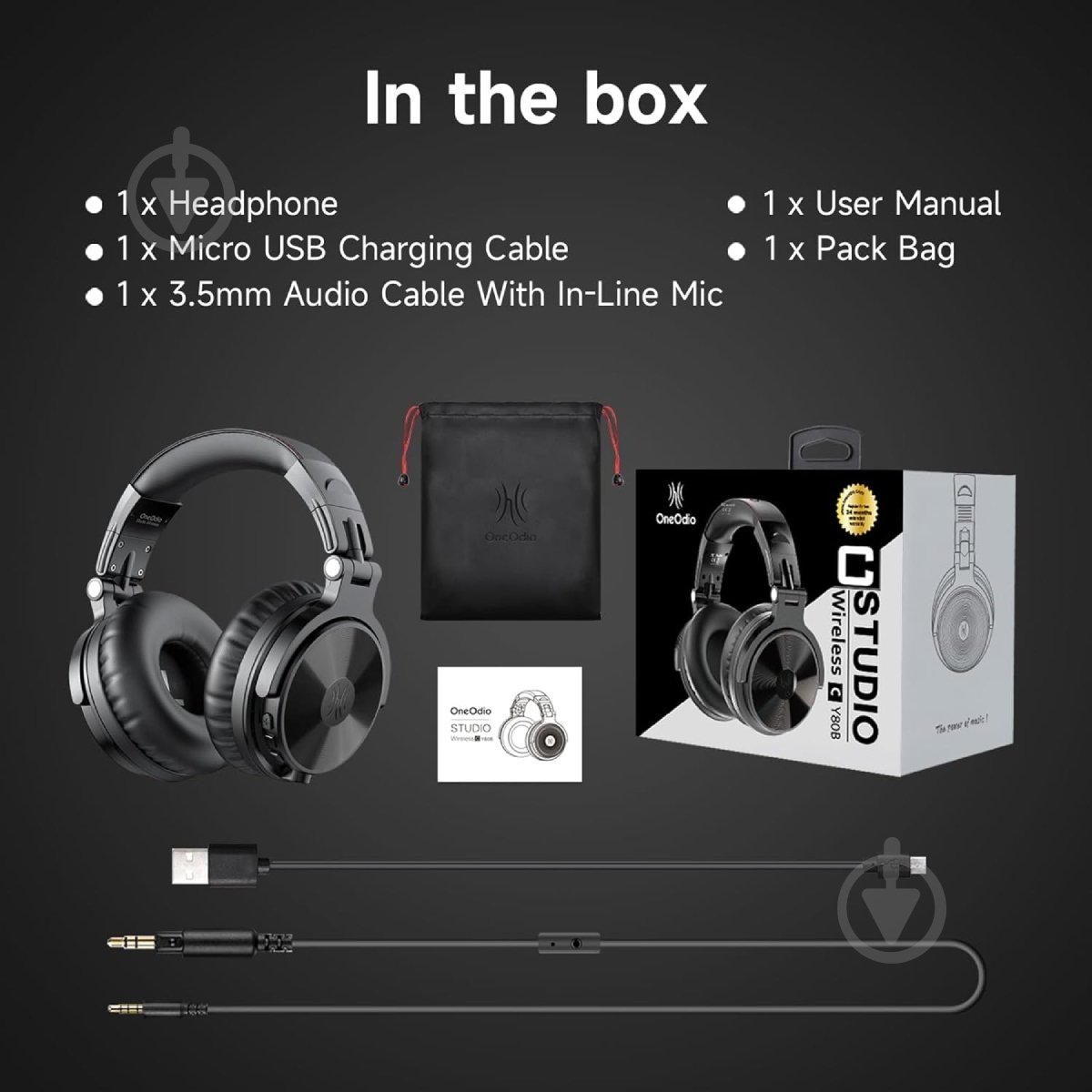 Bluetooth-гарнитура Oneodio Studio (Pro C Black) - фото 6 Bluetooth-гарнитура Oneodio Studio (Pro C Black) - фото 6