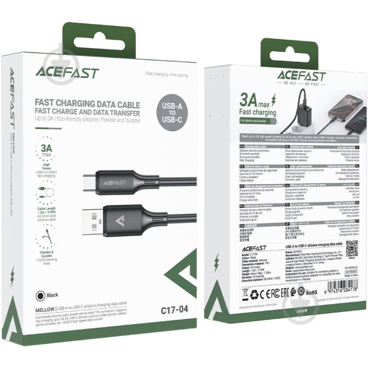 USB-кабель Acefast C17-04 1,2 м черный (6974316284178) - фото 4 USB-кабель Acefast C17-04 1,2 м черный (6974316284178) - фото 4