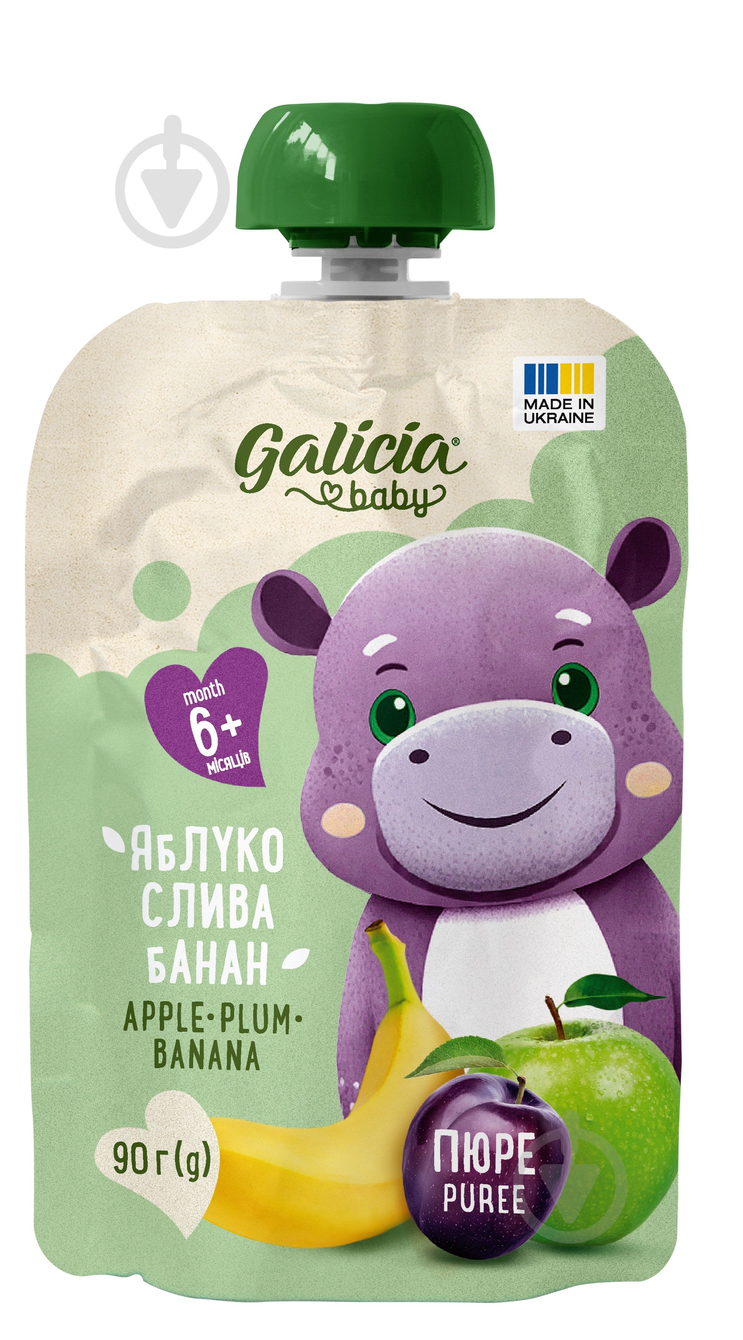 Пюре фруктове Galicia Baby яблучно-сливово-бананове натуральне гомогенізоване стерилізоване 90 г - фото 1 Пюре фруктове Galicia Baby яблучно-сливово-бананове натуральне гомогенізоване стерилізоване 90 г - фото 1