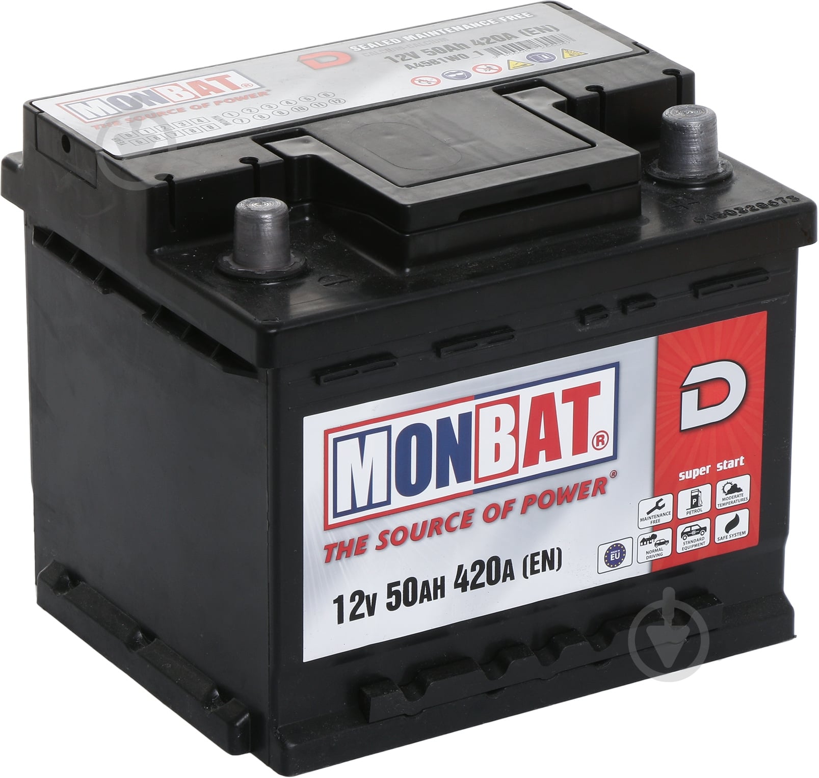 Аккумулятор автомобильный Monbat 50Ah 420A 12V «+» справа - фото 1 Аккумулятор автомобильный Monbat 50Ah 420A 12V «+» справа - фото 1