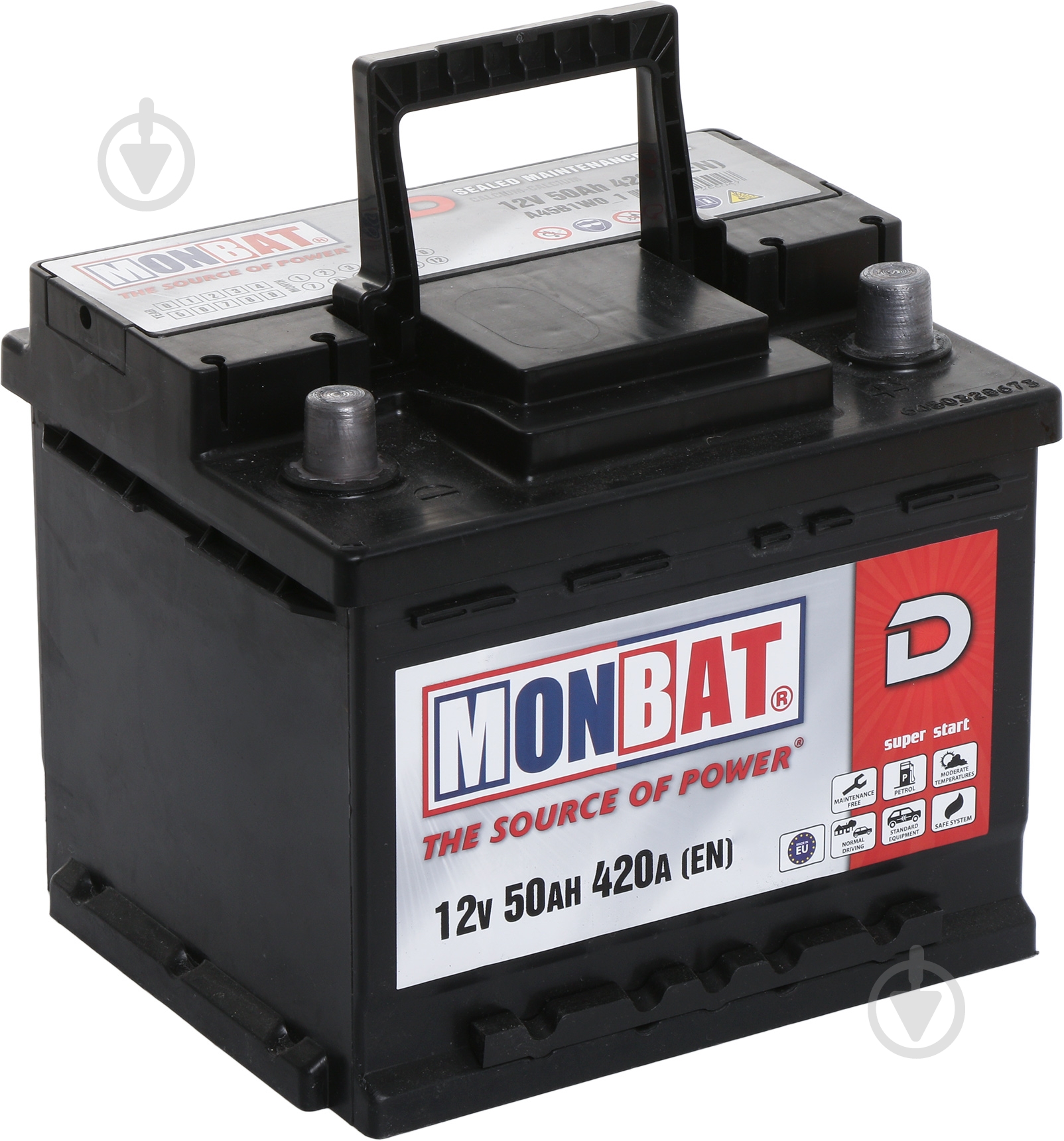 Аккумулятор автомобильный Monbat 50Ah 420A 12V «+» справа - фото 3 Аккумулятор автомобильный Monbat 50Ah 420A 12V «+» справа - фото 3
