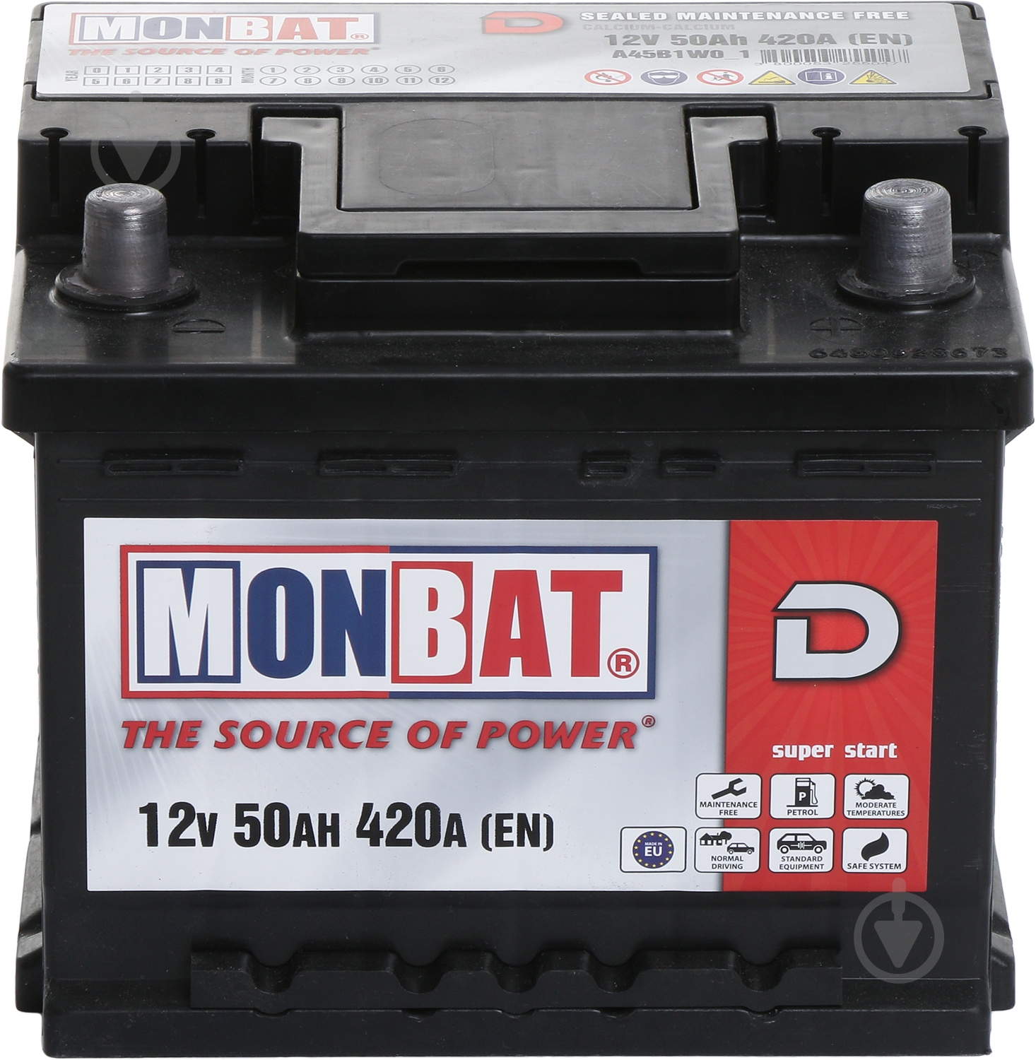 Аккумулятор автомобильный Monbat 50Ah 420A 12V «+» справа - фото 2 Аккумулятор автомобильный Monbat 50Ah 420A 12V «+» справа - фото 2