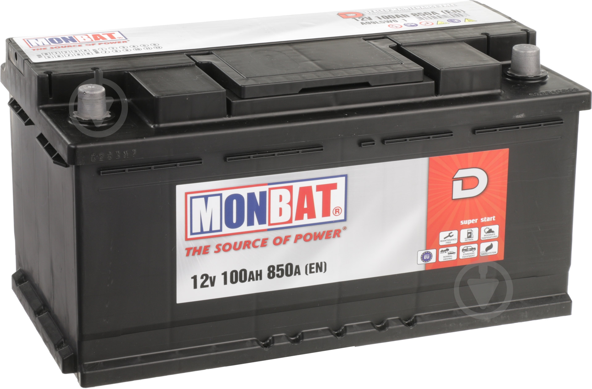 Акумулятор автомобільний Monbat 100Ah 850A 12V «+» праворуч - фото 1 Акумулятор автомобільний Monbat 100Ah 850A 12V «+» праворуч - фото 1