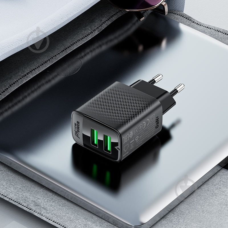 Зарядное устройство Acefast 2xUSB 12W (USB-Ax2) A86 Black - фото 8