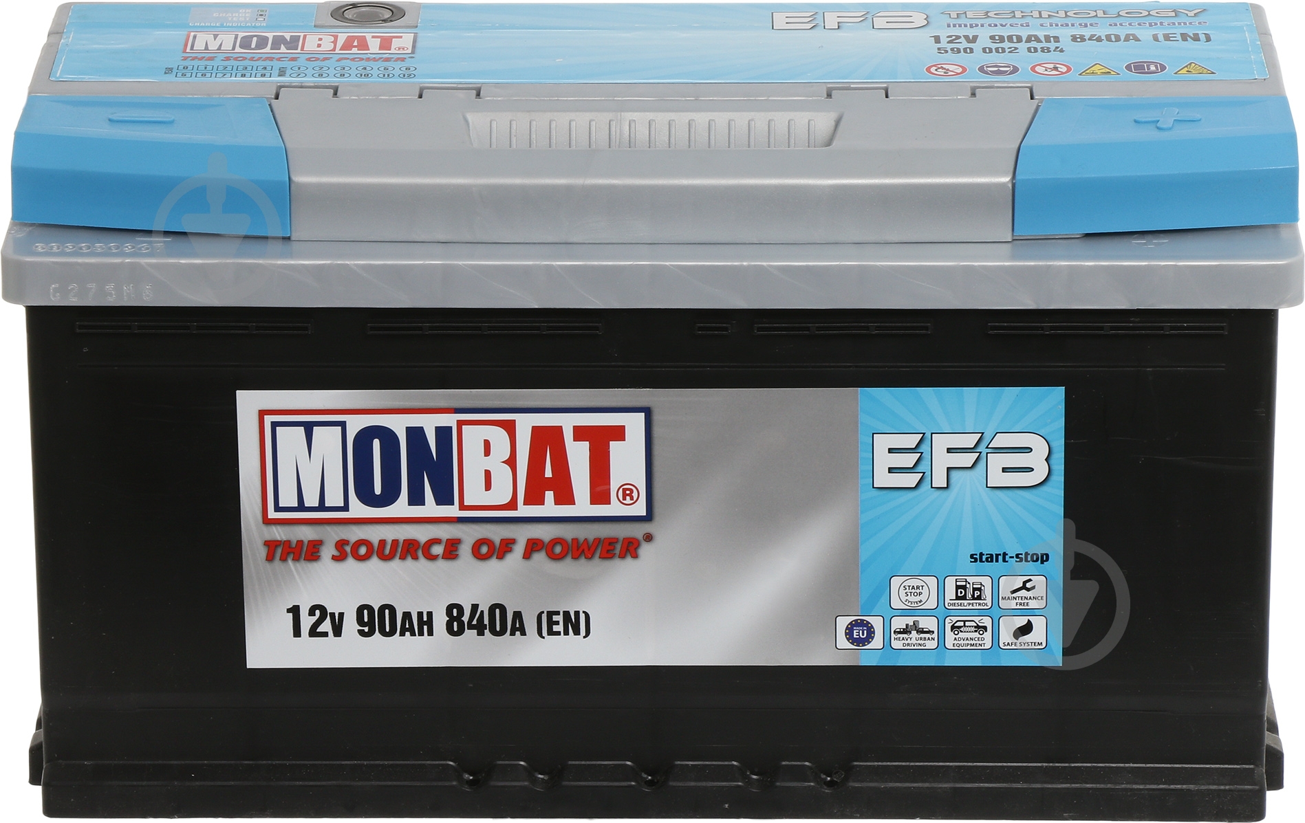 Аккумулятор автомобильный Monbat EFB 90Ah 840A 12V «+» справа - фото 2