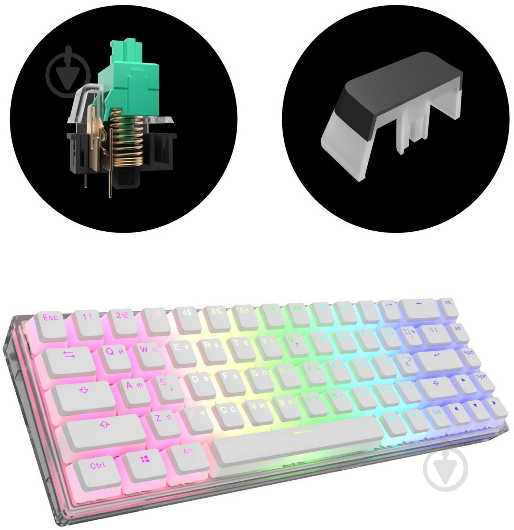 Клавіатура ігрова Dark Project КD68B Pro Transparent PBT Pudding g3ms Mechanical Sapphire ENG/UA (DP-KD-68B-907700 - фото 6