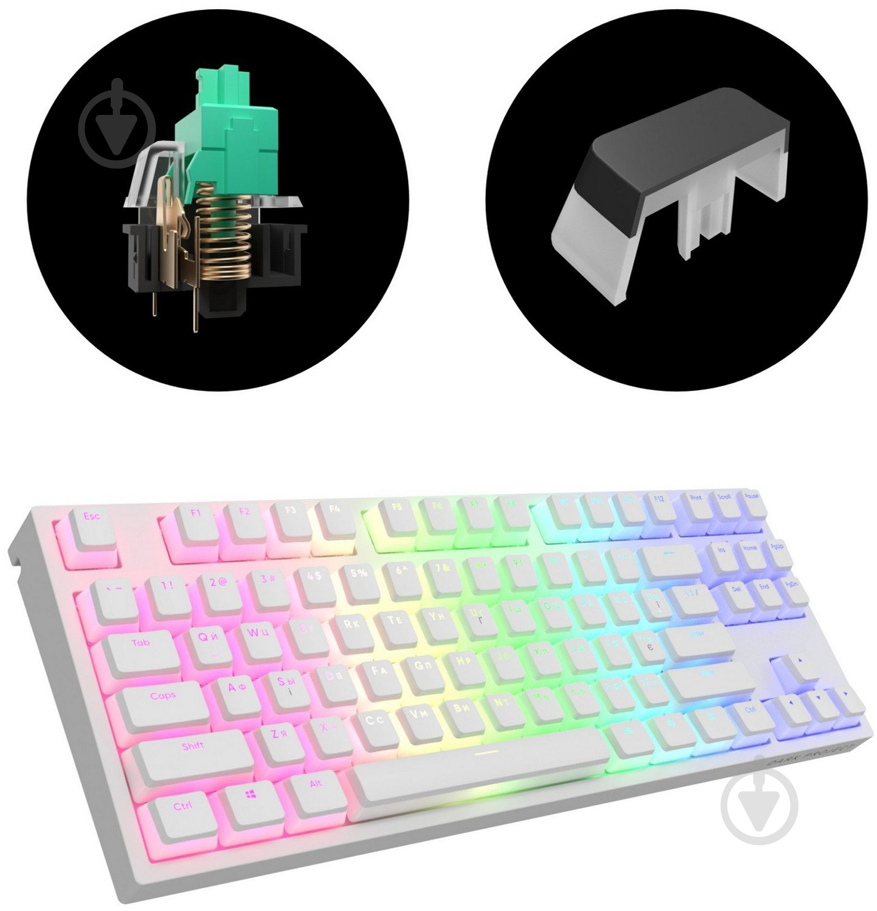 Клавіатура ігрова Dark Project KD87A PBT Optical G3ms Sapphire (DP-KD-87A-105210-GMT) white - фото 6