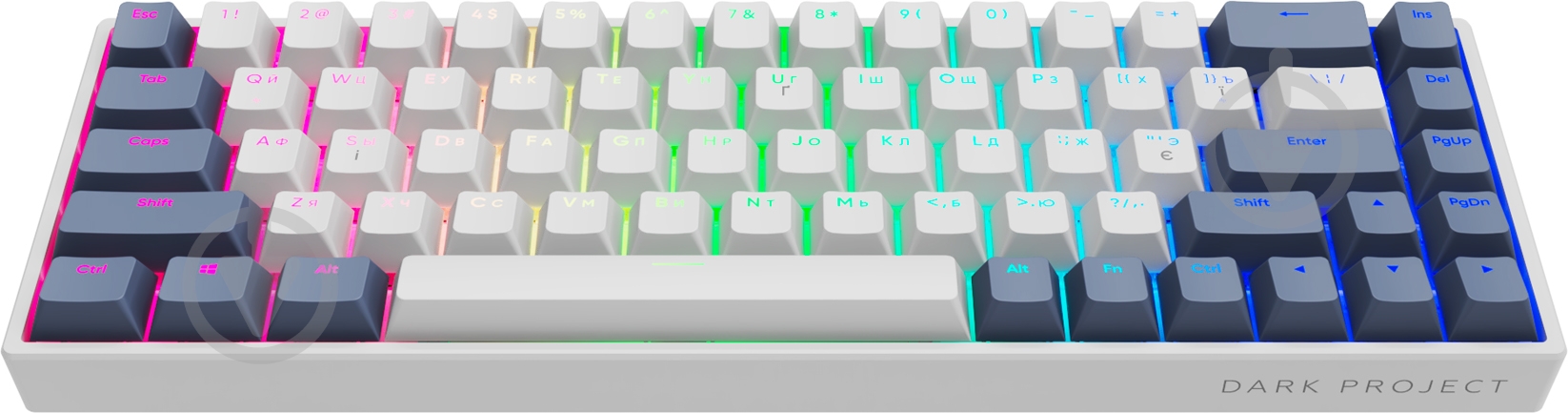 Клавіатура ігрова Dark Project One KD68B Mech. g3ms Sapphire ENG/UA/ru (DP-KD-68B-104700-GMT) white - фото 1