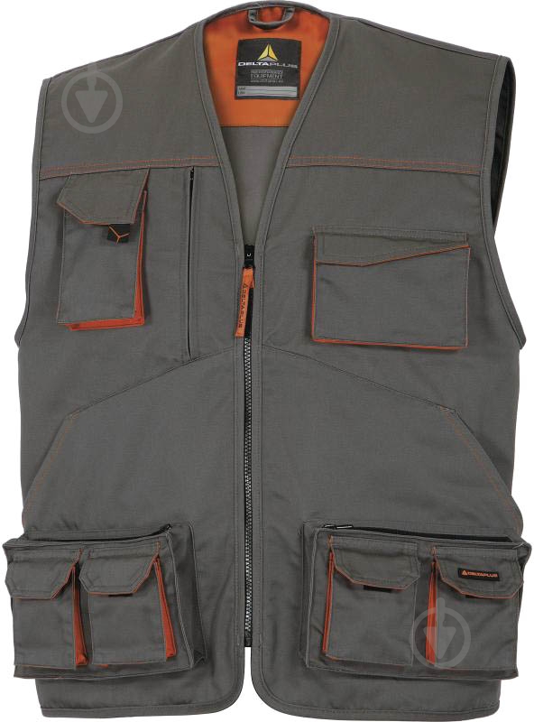 Жилет робочий Delta Plus Мach2 р. S M2GILGRPT сірий із помаранчевим - фото 1