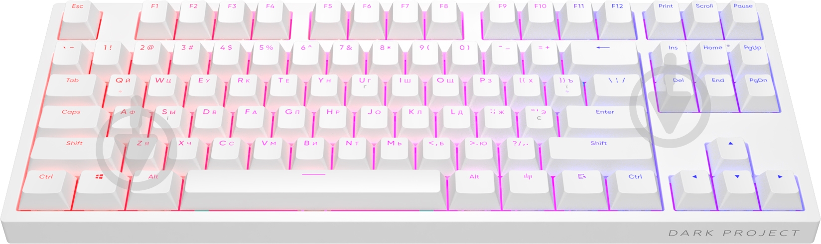 Клавіатура ігрова Dark Project One KD87A Gateron Mechanical Yellow (DPO-KD-87A-104100-GYL) white - фото 1