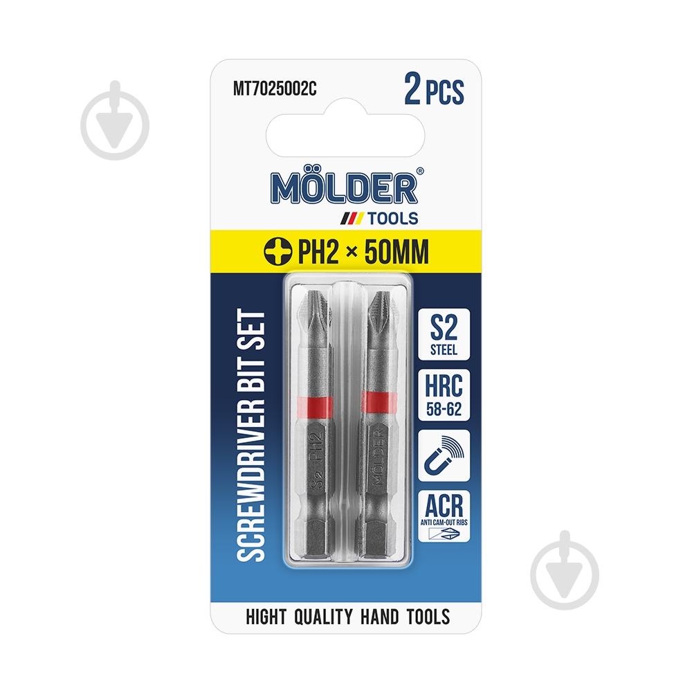 Набор бит Molder PH2x50 мм 2 шт. MT7025002C - фото 1 Набор бит Molder PH2x50 мм 2 шт. MT7025002C - фото 1
