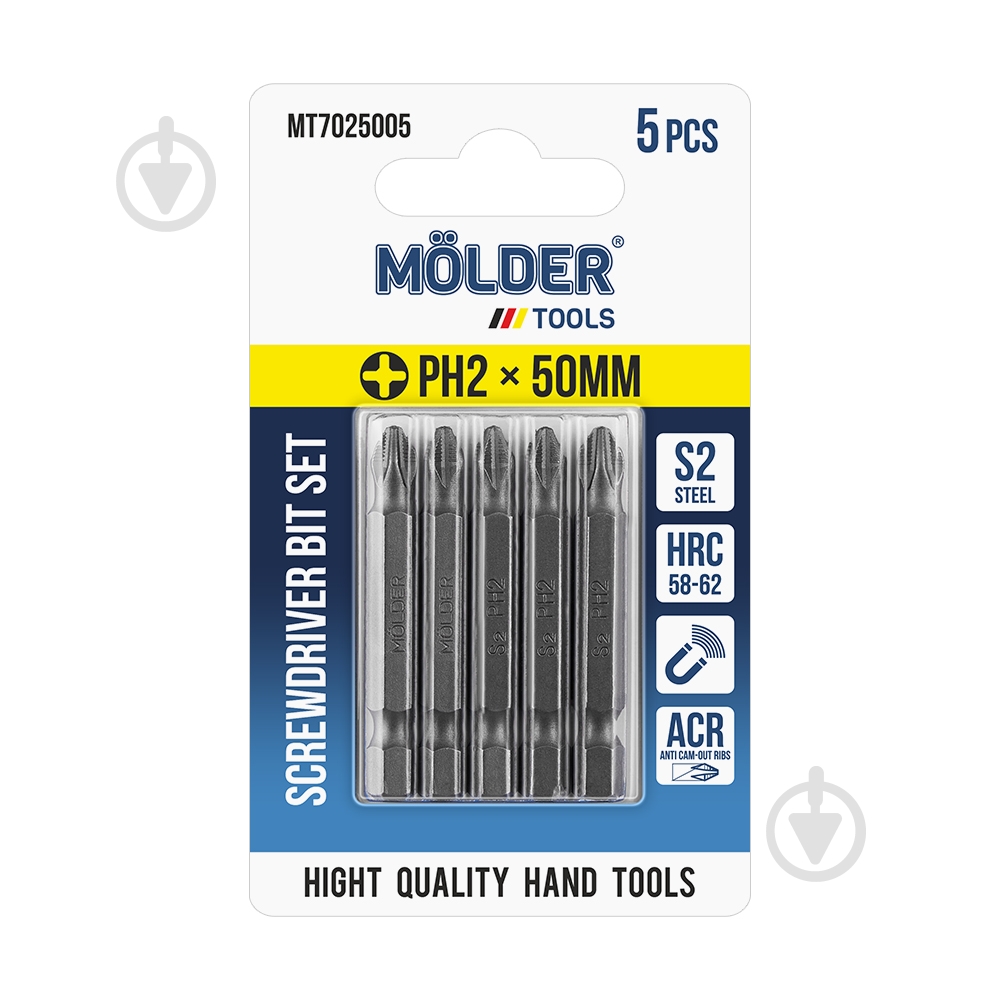 Набір біт Molder PH2x50 мм 5 шт. MT7025005 - фото 1