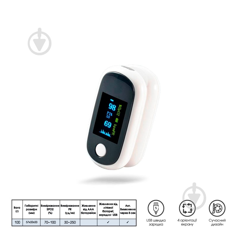 Пульсоксиметр CMICS S10 з USB - фото 2