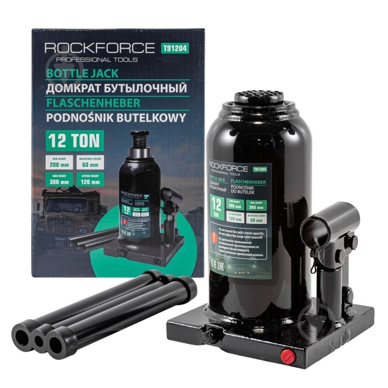 Домкрат гидравлический ROCKFORCE бутылочный 12 т - фото 1