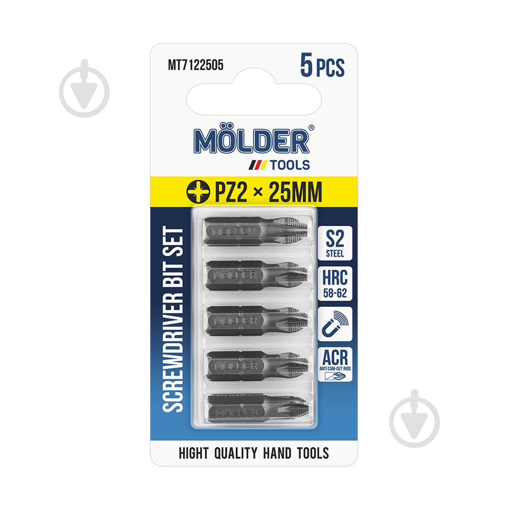 Набор бит Molder PZ2x25 мм 5 шт. MT7122505 - фото 1 Набор бит Molder PZ2x25 мм 5 шт. MT7122505 - фото 1