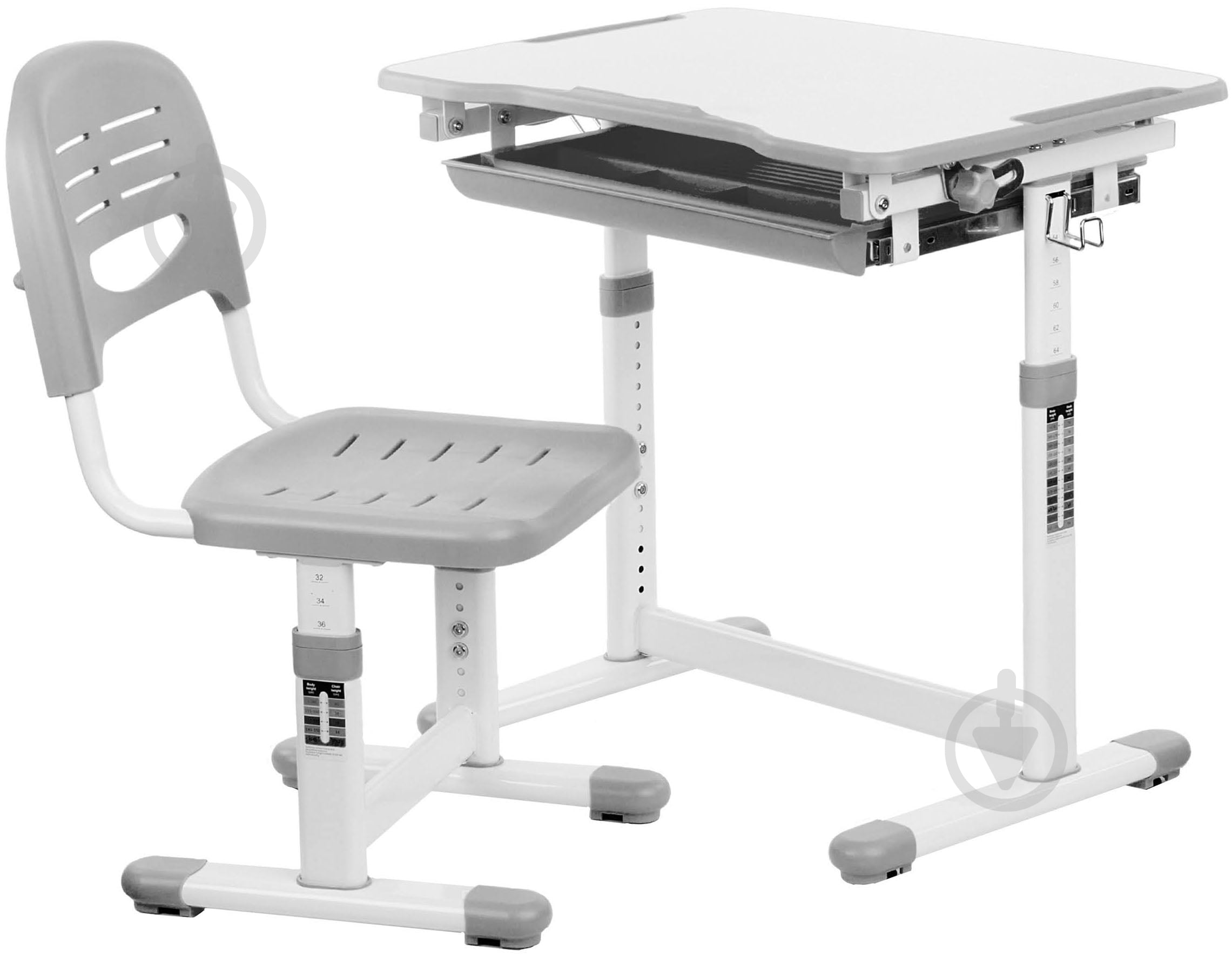 Комплект парта и стул-трансформеры STR B201EDU-Grey - фото 1