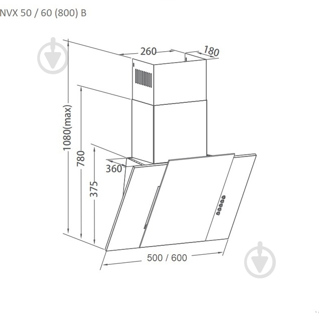 Вытяжка Pyramida NVX 60 (800) B XBL - фото 7