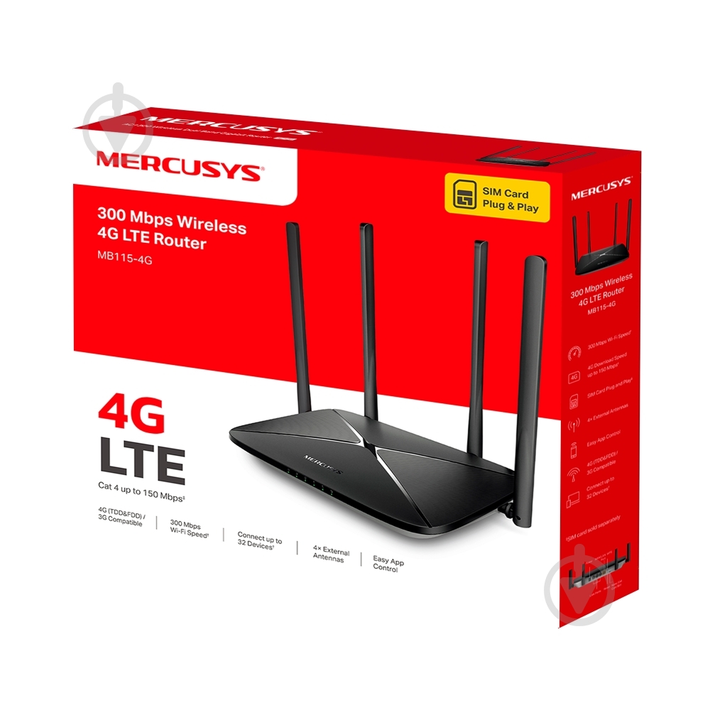 Маршрутизатор Mercusys N300 4G/LTE (MB115-4G) - фото 4