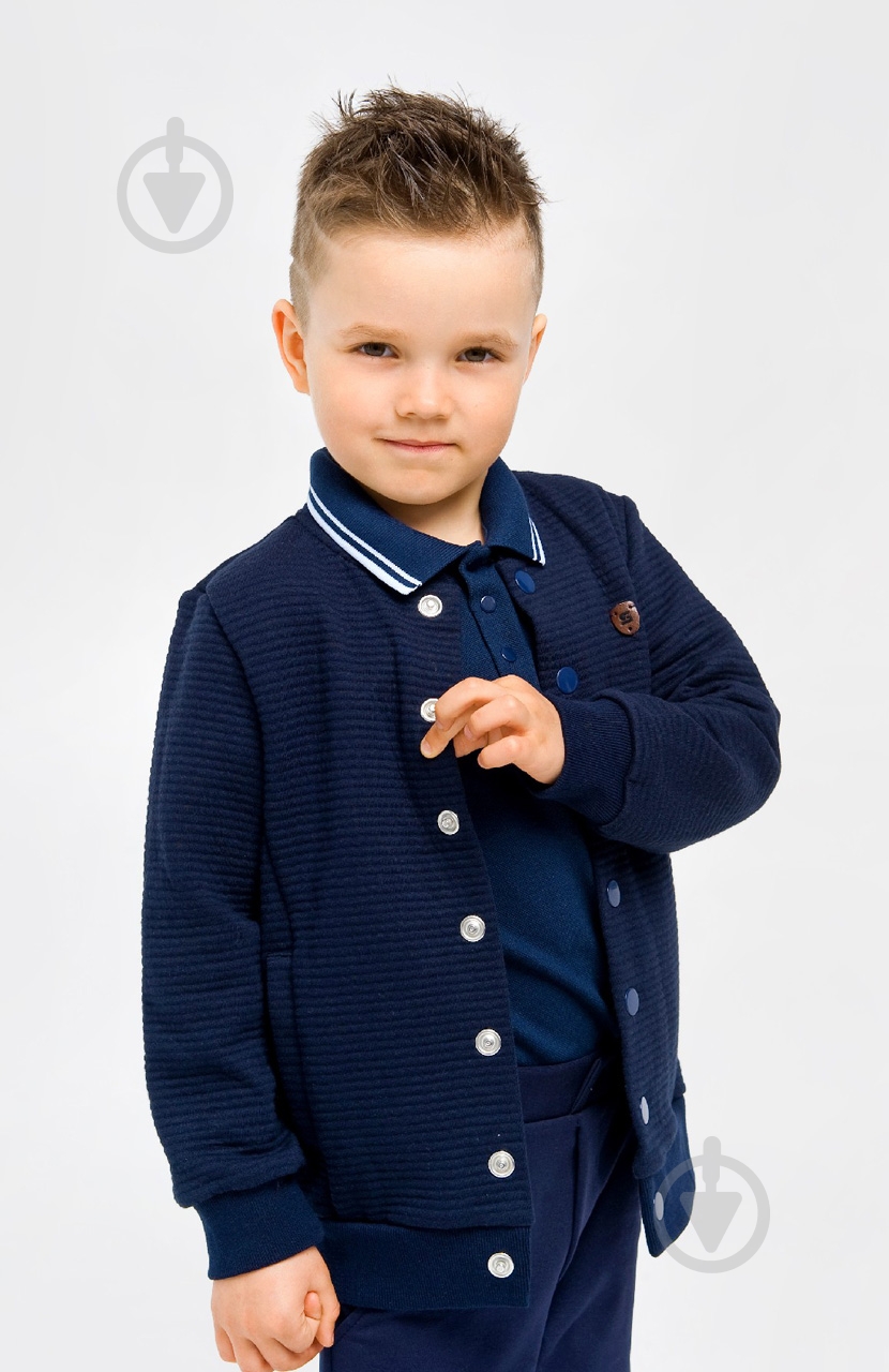 Бомбер для мальчика Smil р.140 темно-синий 116463 - фото 1
