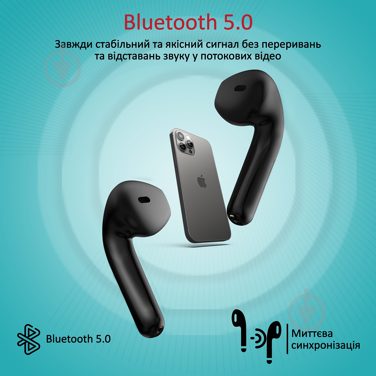 Наушники Promate FreePods Bluetooth 5.0 black (freepods.black) - фото 2