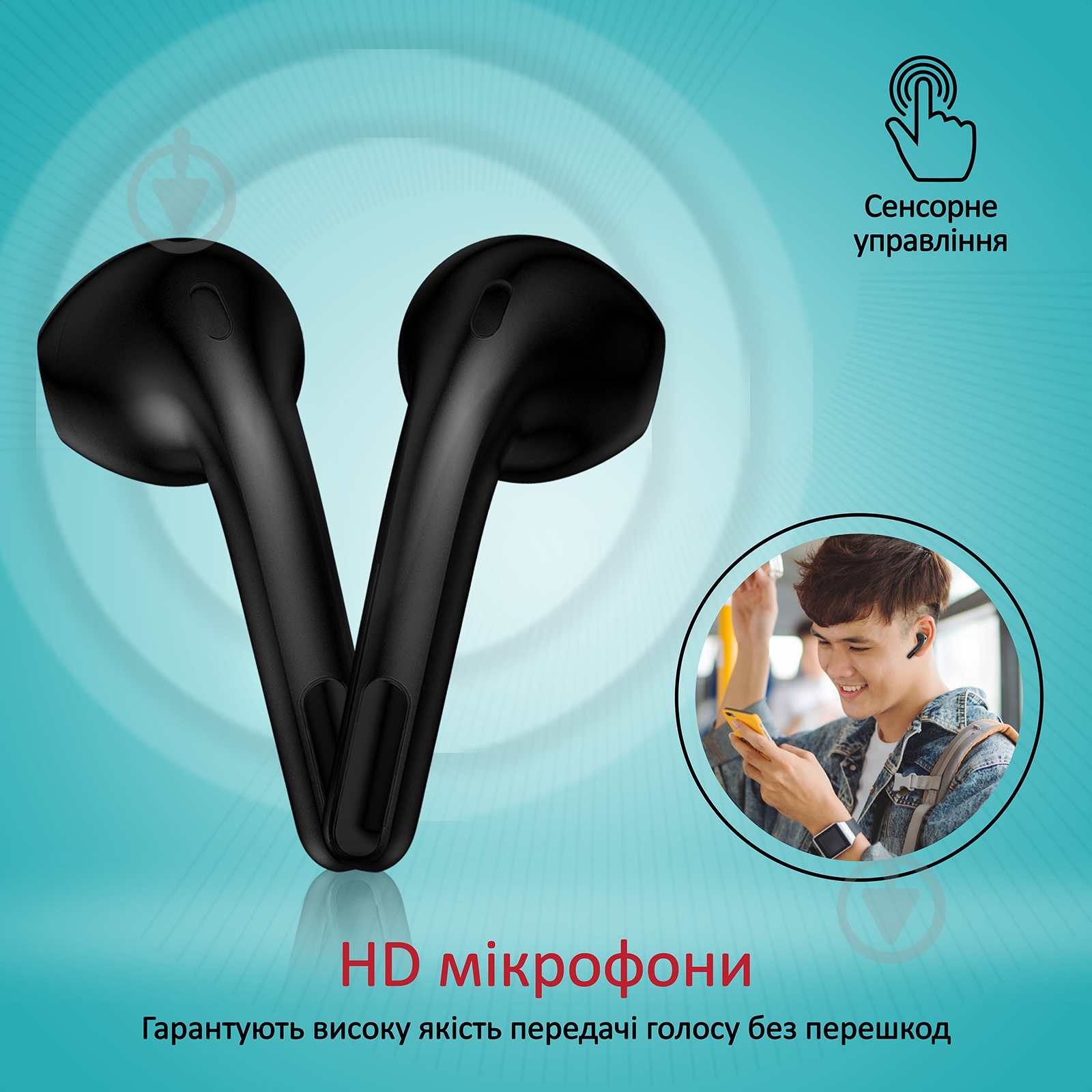 Наушники Promate FreePods Bluetooth 5.0 black (freepods.black) - фото 6