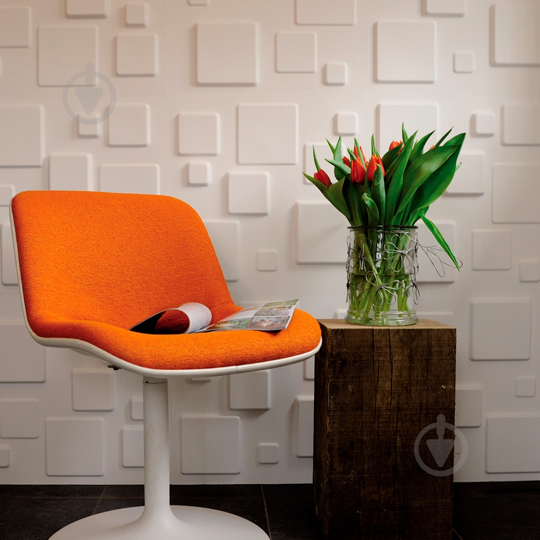 3D-панель гипсовая BeautyWalls Квадраты 500x500x25 мм белый - фото 2