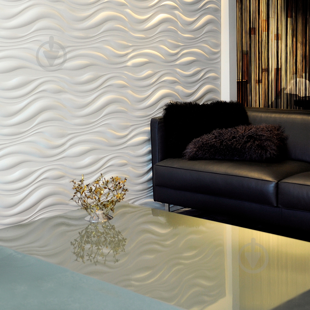 3D-панель гипсовая BeautyWalls Волны 500x500x25 мм белый - фото 2