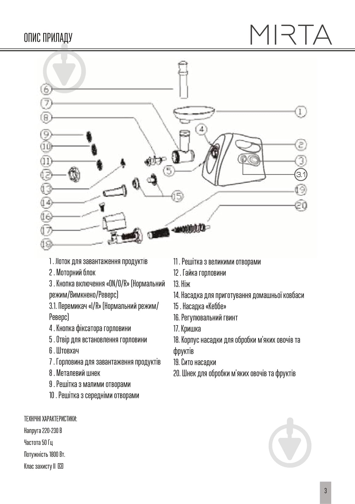 Мясорубка Mirta MG-2018R - фото 7