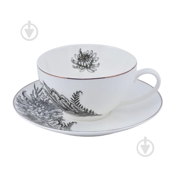 Чашка з блюдцем Astera Charm Floral Black 410 мл A0530-CS410-C - фото 1