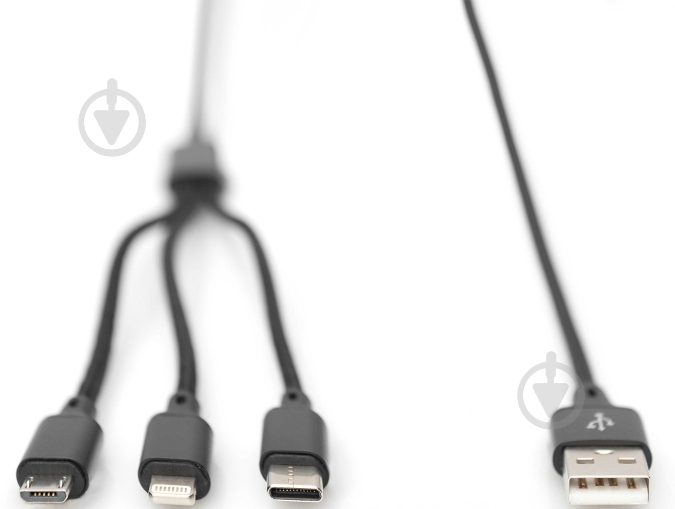 Кабель Digitus USB-A - Lightning/USB-С/micro USB 1 м черный (AK-300160-010-S) - фото 5