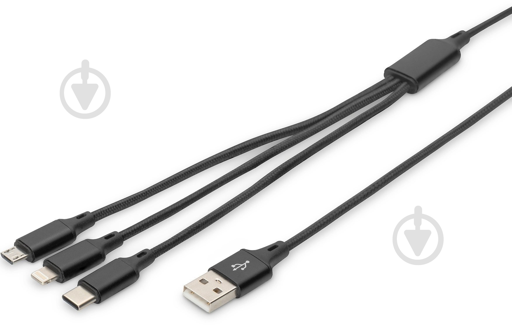 Кабель Digitus USB-A - Lightning/USB-С/micro USB 1 м черный (AK-300160-010-S) - фото 4