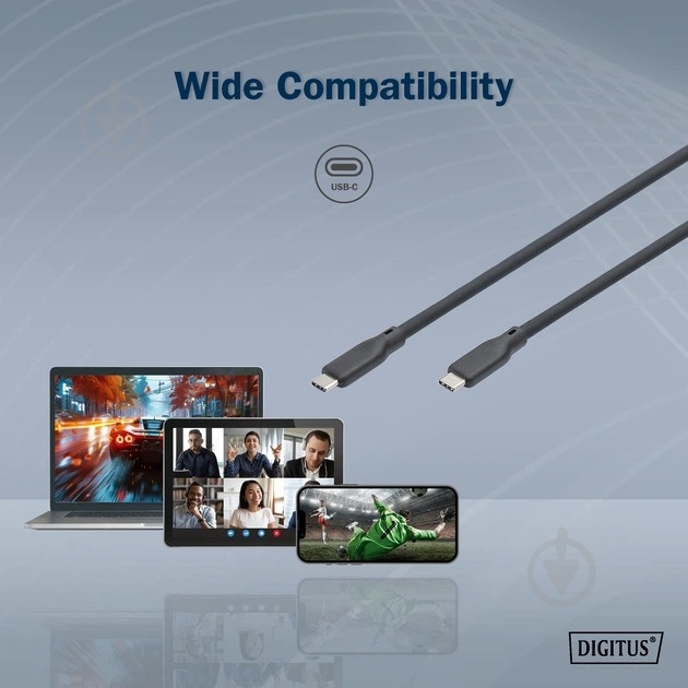 Кабель Digitus Type-C - Type-C Data/Charge USB 3.2 Gen2 10G 100W 4K 1 м черный (AK-300342-010-S) - фото 9