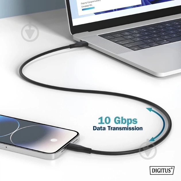 Кабель Digitus Type-C - Type-C Data/Charge USB 3.2 Gen2 10G 100W 4K 1 м черный (AK-300342-010-S) - фото 7