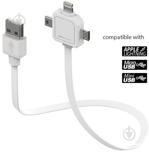 Кабель Allocacoc Lighting + microUSB + miniUSB – USB 0,8 м белый (9002/UC80CN) - фото 2 Кабель Allocacoc Lighting + microUSB + miniUSB – USB 0,8 м белый (9002/UC80CN) - фото 2