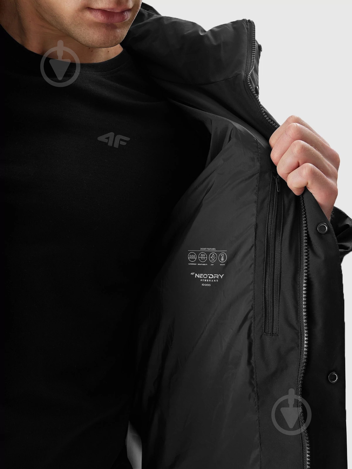 Пуховик мужской зимний 4F DOWN JACKET M438 4FRAW23TDJAM438-20S р.L черный - фото 5 Пуховик мужской зимний 4F DOWN JACKET M438 4FRAW23TDJAM438-20S р.L черный - фото 5