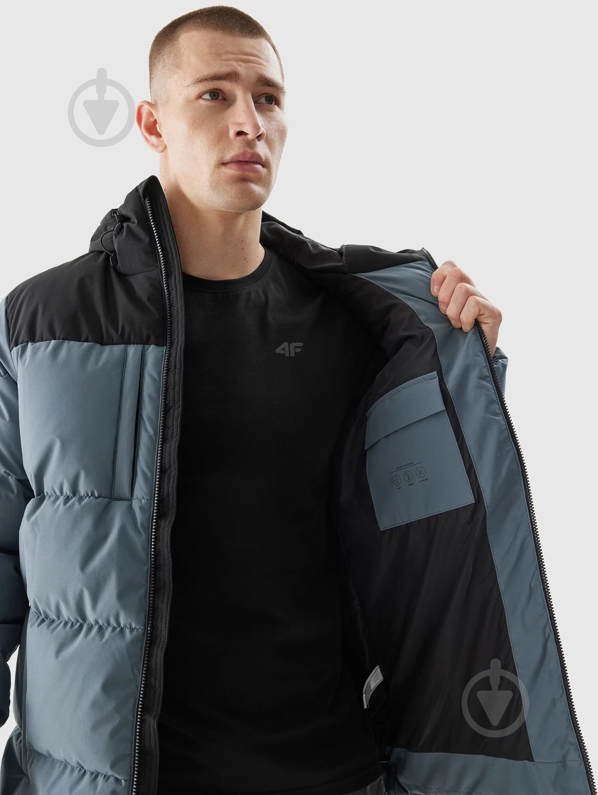 Пуховик мужской зимний 4F DOWN JACKET M299 4FRAW23TDJAM299-46S р.M синий - фото 4 Пуховик мужской зимний 4F DOWN JACKET M299 4FRAW23TDJAM299-46S р.M синий - фото 4