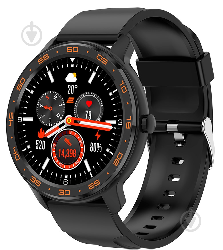 Смарт-годинник 2E Alpha X 46 mm black/orange (2E-CWW30BKOR) - фото 1