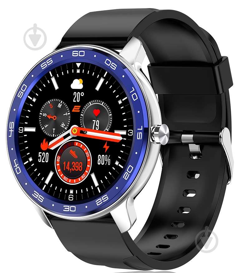 Смарт-часы 2E Alpha X 46 mm silver/blue (2E-CWW30SLBL) - фото 1