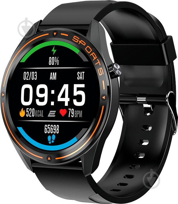 Смарт-годинник 2E Motion GT 46 мм black/orange (2E-CWW20BKOR) - фото 1